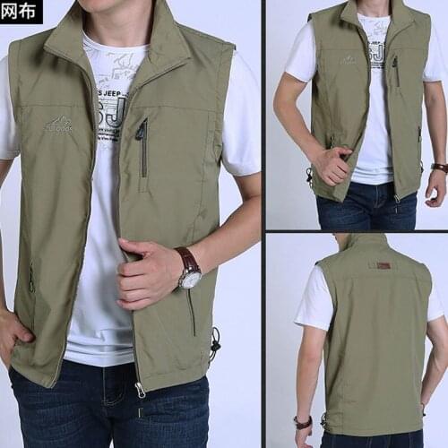 Waistcoat Mens Middle-aged Racer Jacket Fishing Suit Summer Shoulder Leisure Thin Work Clothes Quick Dry Shooting Tour Leather