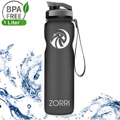ZORRI Best Large Black Water Bottle Fashion Outside Sports 1 Litre Water Bottle Cycling Tourism And Camping Thermos Gourde