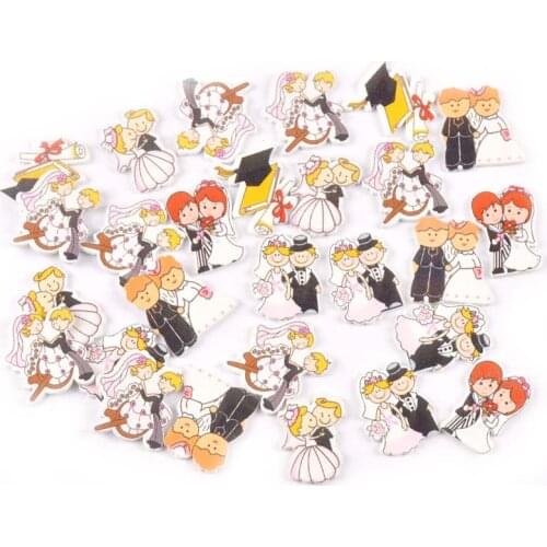 20pcs 25mm No Hole Mixed Mini Wedding Painted Wood Carft DIY Scrapbooking For Handmade Wooden Home Decoration Ornaments M1953