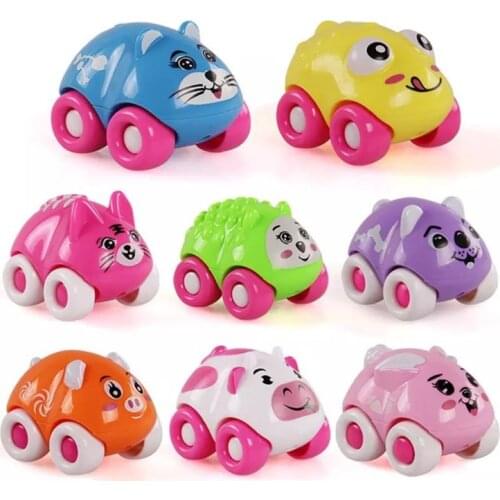 8PCS Push Sliding Car Magnetic Connection Toys Cute Cartoon Animal Early Educational Kids Classic Baby Toys Infant Crawling 69HE