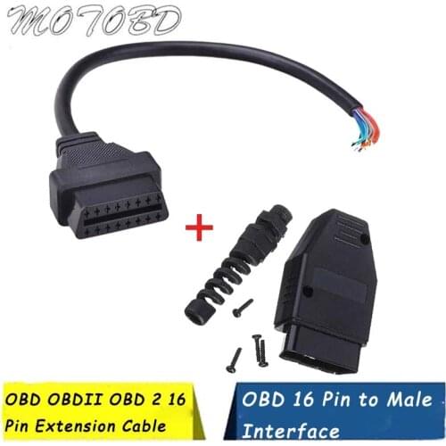 Universal OBD2 M+F Male + 16 Pin Female Open Extension Connector Cable Assembly OBD 2 OBD II Diagnose Adaptor J1962 Free Ship