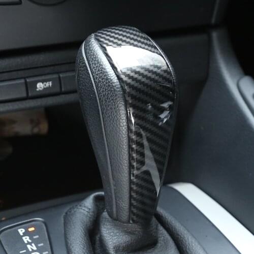 Car Styling Carbon Fiber Gear Shift Handle Sleeve Cover Stickers For BMW 1 3 series E90 E92 E87 X1 E84 Auto Interior Accessories