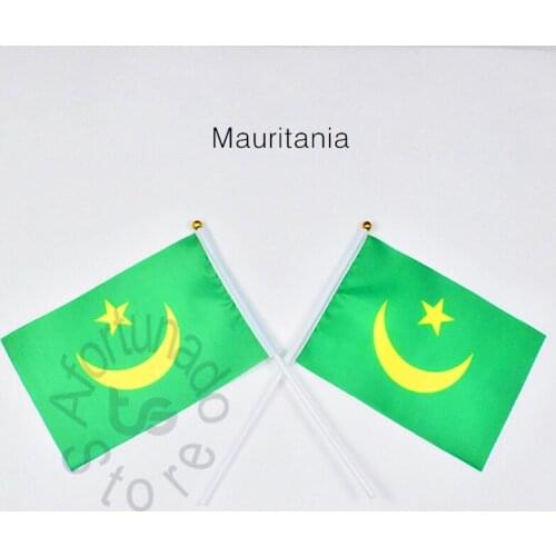 Mauritania flag Banner 14*21cm hand waving National flag Home Decoration flag banner