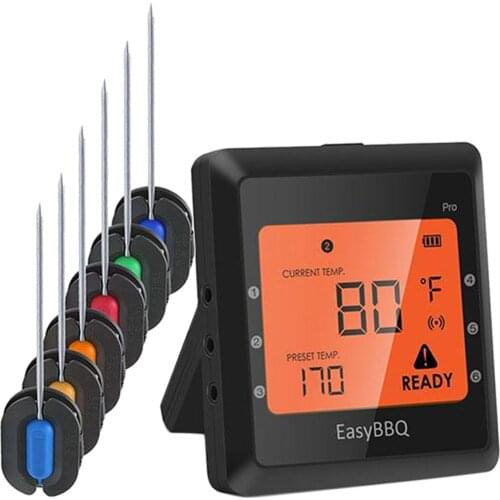 Wireless Smart BBQ Thermometer Oven 6 Probes Timer Digital Meat Thermometer for KItchen Outdoor BBQ