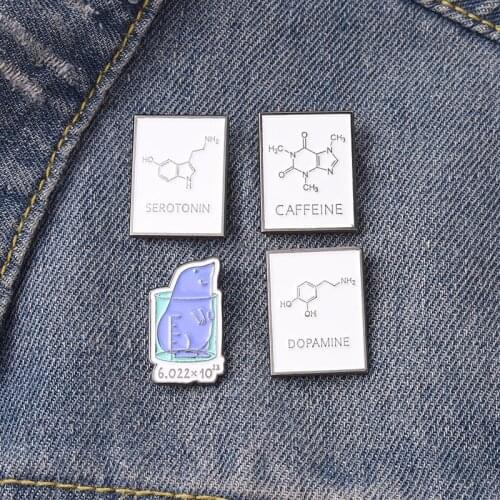 Biochemical Structure Enamel Pins Custom Molecular Formula Brooch Knowledge Lapel Badge Bag Jewelry Gift Kids Friends