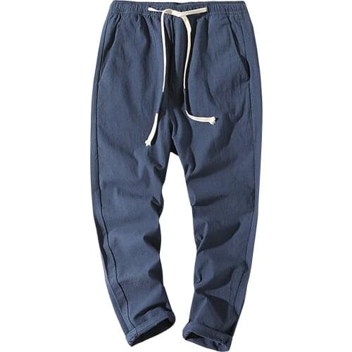 Mens Cotton Cargo Pants Vinatge Straight Pants Men Long Straight Harem Jogger Pants Sweatpants Spring Summer