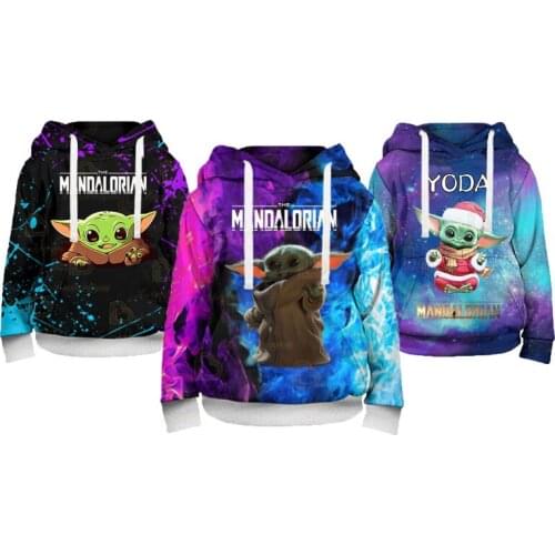 Children Disney Baby Yoda Hoodie Boy Girls 3D Pullovers Kids Sweatshirt Harajuku Streetwear Spring Autumn Parent-child Outfit