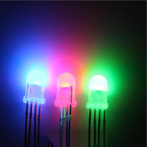 F5/F8/F10 5mm 8mm 10mm 7 colour full color RGB 4PIN Common cathode/Common Anode Transparent/Foggy light-emitting diode LED