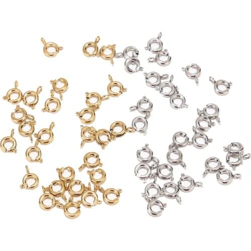 10pcs/lot Stainless Steel 6mm Width Round Claw Spring Clasps Hooks For Bracelet Necklace Connectors DIY Jewelry Making
