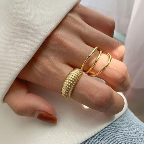 Round Gold Ring Jewelry For Women Personality Design Female Ladies High Quality Opening Finger Rings Girls Party Gifts