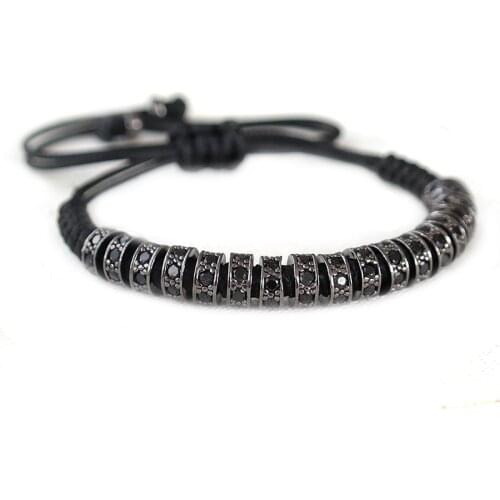 Fashion Anil Arjandas macrame bracelet steel rose gold black CZ lock beads Weave macrame bracelet men jewelry