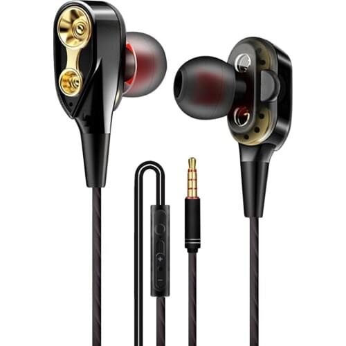 3.5mm Plug In-Ear Earbud Headphones Dual ynamic Driver Sound Music HiFi Bass Sports Earphone with Mic for Laptop PC Smartphones