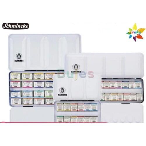 Germany original schmincke 18 24 36 48 color Solid Watercolor Paint Set Metal Box Watercolor drawing Pigment school art supplies