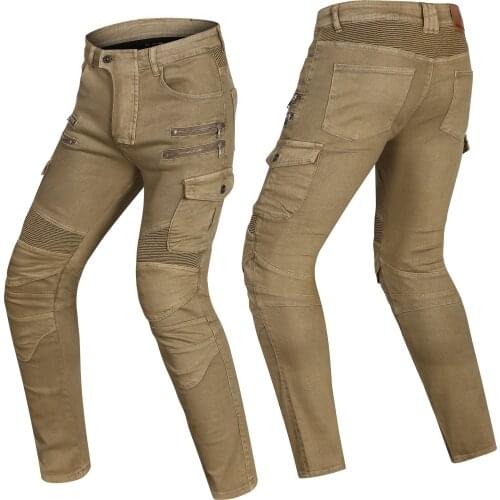 NEW Motorcycle Leisure Motorcycle Mens Outdoor Riding Jeans Slim Double zipper Metal Style Pants With 4 Protecter Gears