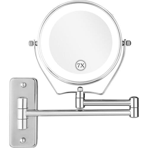 Extendable 6 inch 7X Magnifying LED Bathroom Wall Mounted Mirror Mural Light Vanity Makeup Bath Cosmetic Smart Shaving Mirrors