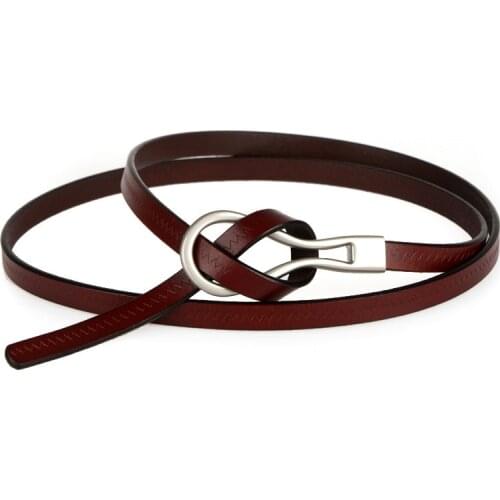 Cowhid Thin Knot Belt Decoration Dress Fashion Vintage Buckle Cow Leather Casual Belts For Women Genuine Leather Waistband Jeans