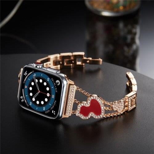New Womens Jewelry Strap for Apple Watch Band 6 44mm 40mm 42mm 38mm Diamond Metal for iWatch Bands Serie SE 5 4 3 Gem Bracelet