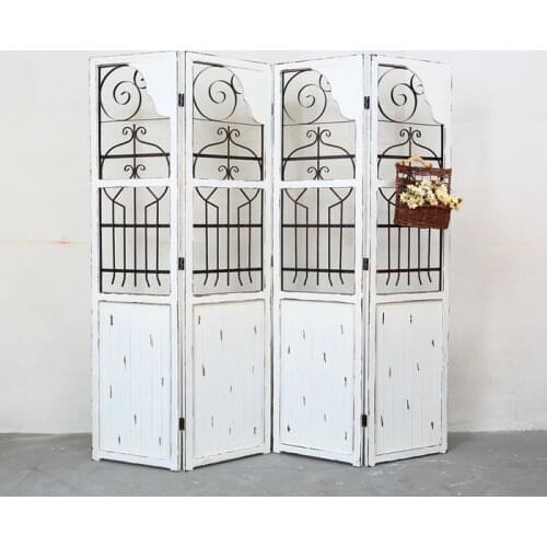 Retro wood to do the old folding screens between hollow cut off American country house model porch decoration