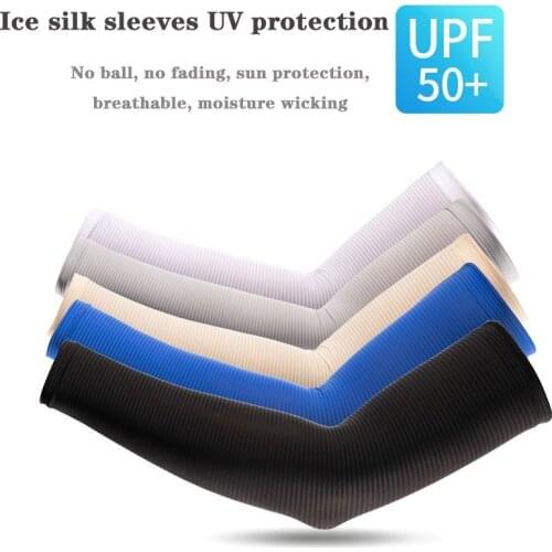 Ice Silk Sleeves 2pcs Sport Arm Cover Sunscreen Cuff Unisex UV Protection Sleeves Compression Sleeve Basketball Cycling Cover