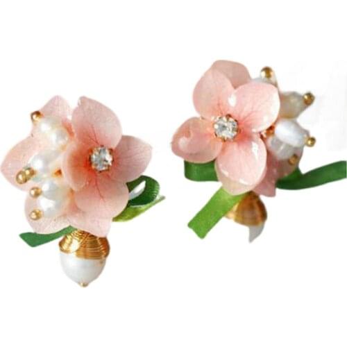 SINZRY new original handmade natural pearl preserved flower stud earrings elegant trendy jewelry accessory