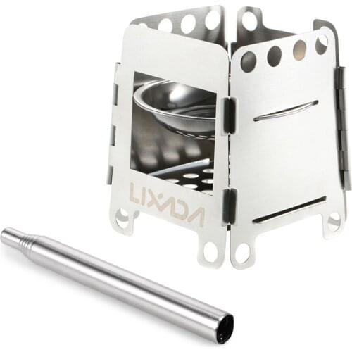Lixada Folding Wood Stove Portable Stainless Steel Lightweight Pocket Alcohol Stove For Outdoor Cooking Camping Backpacking