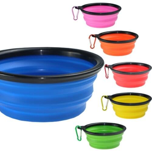 Silicone Collapsible Foldable Dog Bowl Candy Color Outdoor Travel Portable Puppy Food Container Water Feeder Dish Feeding Bowl