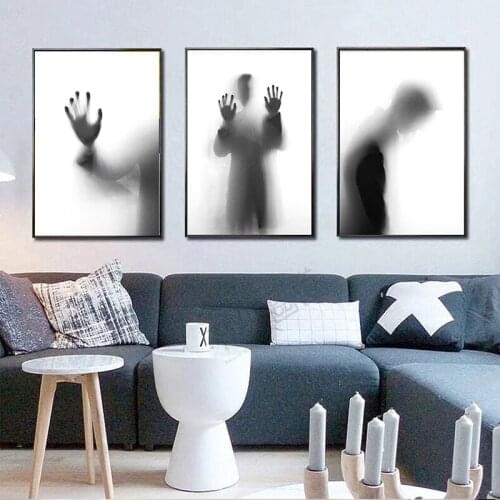 Modern Canvas Painting Wall Art Picture Terror Dark Shadow Glass Reflection Canvas Print Wall Poster Paintings for Living Room