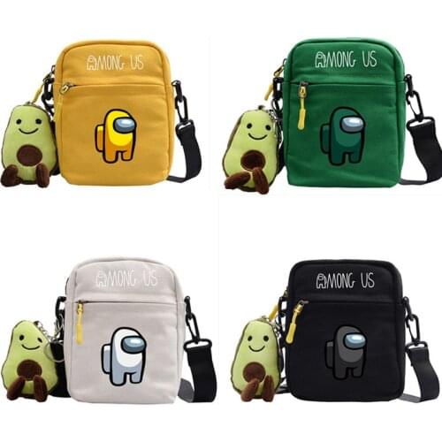 Game Among shoulder bag students cute all-match canvas messenger small square bag impostor comes with cute pendant small bag