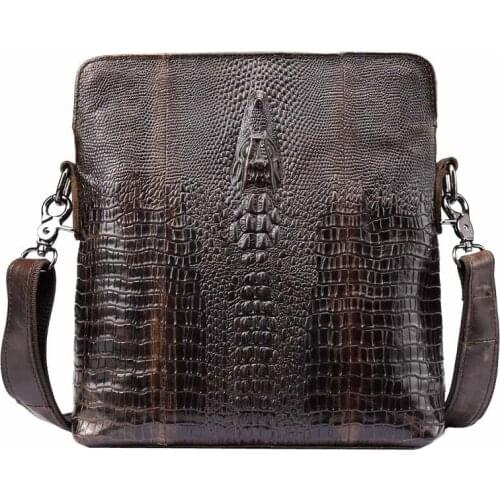 Norbinus New Genuine leather Men Crocodile Bag Real Skin Crossbody Shoulder Messenger Bag First Layer Cowhide Business Handbag
