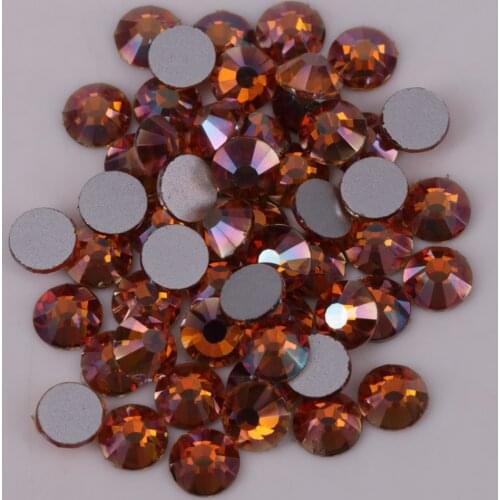 High Quality ss3-30 Shiny Amber Glue On Flat Back Crystals / Non Hotfix Rhinestones