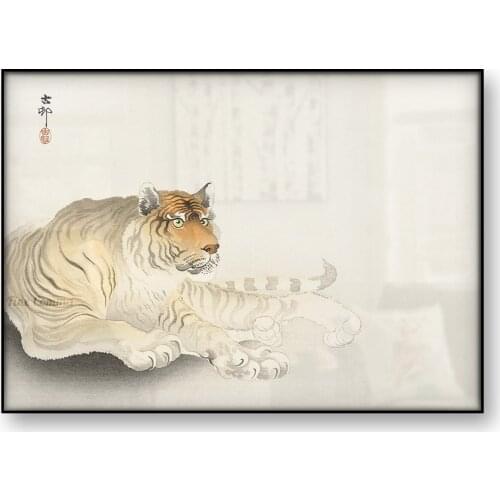 Tiger Ohara Koson Japanese Art Poster Vintage Woodblock Canvas Print Asian Animal Wall Art Canvas Painting Home Wall Decor Gift