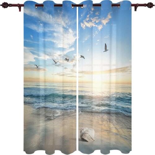 Sun Beach Conch Outdoor Curtain for Garden Patio Curtains Bedroom Living Room Kitchen Bath Room Panel Drape Home Decoration