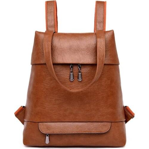 Women Leather Backpacks Famous Brand Luxury High Quality Ladies Backpack 2021 Summer Girl Large Capacity Travel Bagpack Mochilas