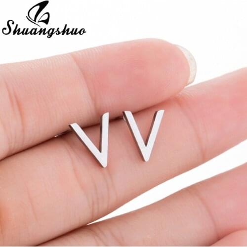 Shuangshuo Korean Fashion Chevron Earrings for Women Accessories V Shape Earrings Geometric Earrings Stainless Steel Jewelry