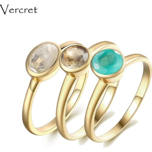 Vercret moonstone ring for women stackable rings 925 sterling silver gold moonstone rings set fine jewelry gifts