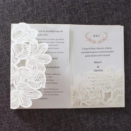Gold invitations transparent envelope floral laser cut wedding announcement personalized printing invitation manufacturer supply
