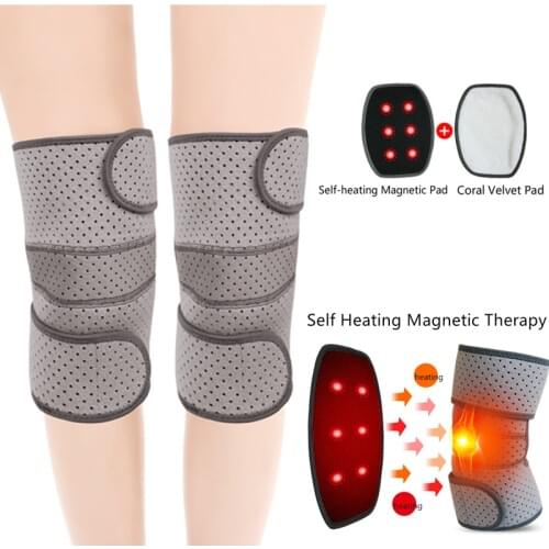 1 Pair Tourmaline Knee Support Brace Self-Heating Magnetic Knee Pads with Repalceable Thermal Pads Arthritis Joint Pain Relief