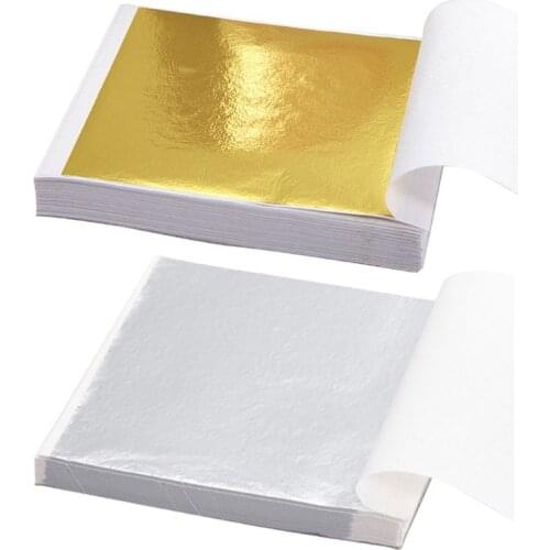 100 Sheets Imitation Gold Silver Foil Leaf Paper Home Wall Art Gilding Crafting DIY Decoration