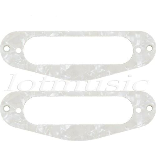 2pcs Guitar Single Coil Pickup Mounting Ring 3 Ply beige Pearl Celluloid