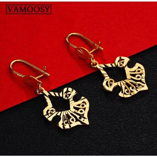 2018 New Vintage wedding small Circle Dangle Earrings 24K Gold Drop Earrings For Women jewelry aretes de mujer modernos 2018