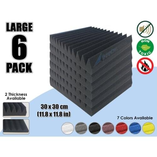 Arrowzoom 6 pieces 11.8" x 11.8" 12T Multi-Wedge Tile Studio Sound Absorbing Panel Acoustic Foam Treatment AZ1167