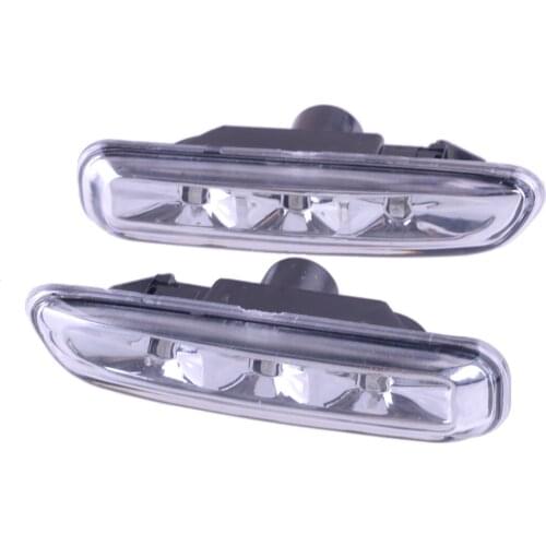 1 Pair Car Clear Lens LED Side Marker Light Lamp Fit for BMW E46 4DR & 2DR Coupe 1999 2000 2001 63138370719 63138370820