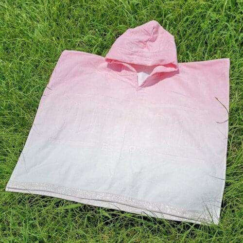 Gradient Pink Childrens Bathrobe Cotton Hooded Cloak Bath Towel Kids Beach Towel Swimming Bathroom Cartoon for Boys Girls 60cm