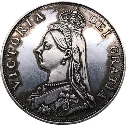 Great Britain 2 Florins - Victoria 2nd portrait 'Double Florin' 1887 Cupronickel Silver Plated Copy Coins