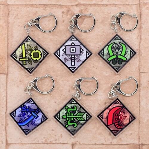 Monster Hunter Keychain Series #3 Double Sided Acrylic Cartoon Key Chain Pendant Anime Accessories Keyring Hot Sale