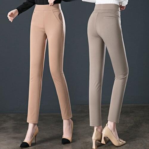 Autumn New Straight Leg Pants Ladies High Waist Casual Pants Super Large Size High Stretch Knitted Womens Trousers Trousers