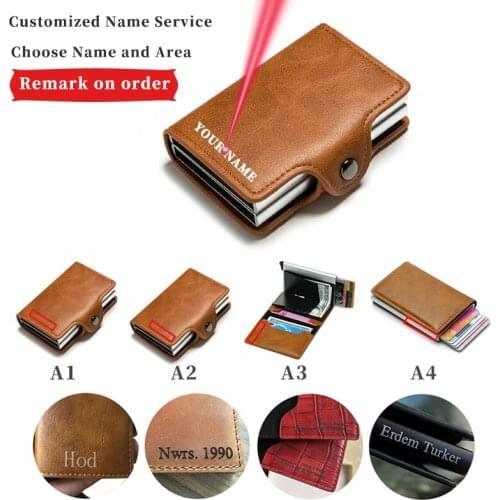 Carbon Fiber Credit Card Holder Men Double Card Holder Wallet Protective Case Name Engraving Wallet Metal Business Simple Purse