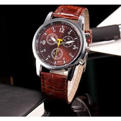 Mens Watches Fashion Faux Leather Strap Round Dial Analog Casual Wrist Watch Xmas Gift Sport Wristwatches Adjustable 3 Colors