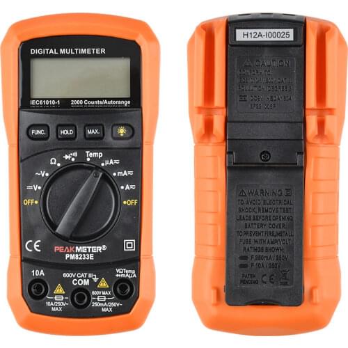 MS8233E LCD Digital Multimeter Auto Range AC DC Current Voltage Diode Temperature Resistor Ohm Tester Voltmeter Ammeter Detector