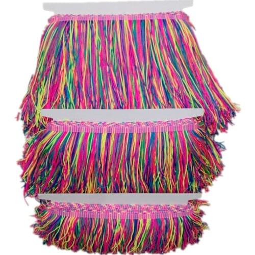 Polyester Colorful Tassel Fringe Lace Trim for DIY Clothing sewing Latin Dress Stage Clothes Home Decoration Trimming Tassel